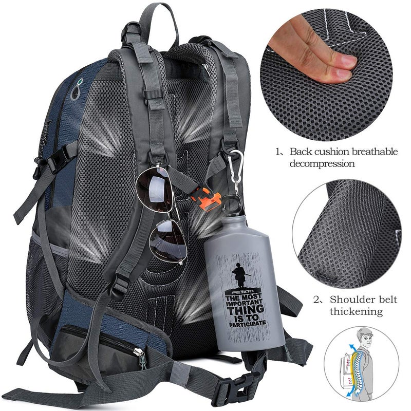 FENGDONG 40L Waterproof Lightweight Outdoor Daypack Hiking,Camping,Travel Backpack for Men Women Blue - Image 3